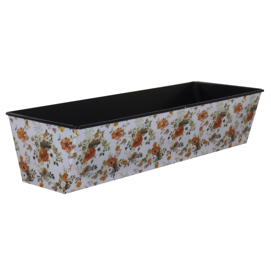 A.H.G. Blumenkasten Flora mit Gold-Reflexen und Blätterprint, Eckig, Weiß, B/T/H: 51 x 18 x 10,5 cm - Bild 2