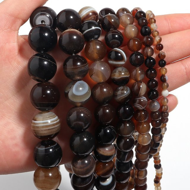 lingsai Naturstein-Onyx-Perlen, Achat-Rundperlen, Unisex - Bild 1