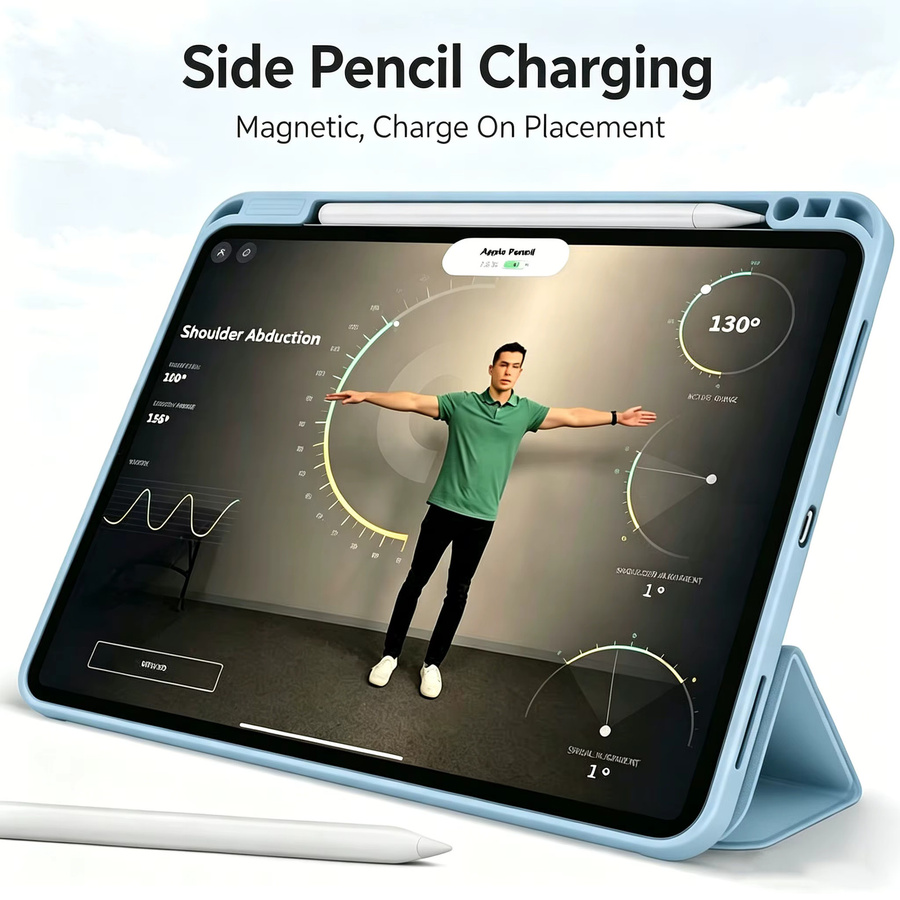 Tzion Silikon Flip Smart Cover Hülle für iPad Pro und iPad Air 10. und 11. Generation mit Stifthalter und Auto Schlaf-Wach-Funktion in Blau - Bild 2