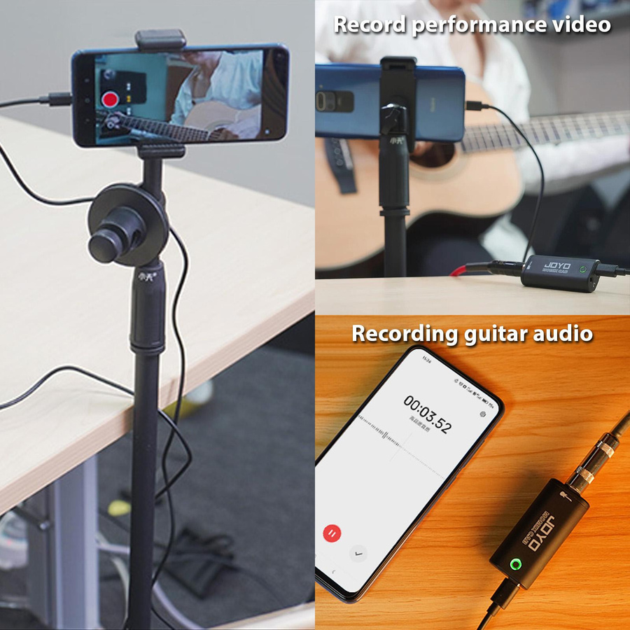 JOYO Gitarren-Audio-Interface Mini-Aufnahme-Soundkarte mit USB-C in Schwarz, B/T/H: 6,4 x 2,9 x 2 cm - Bild 9