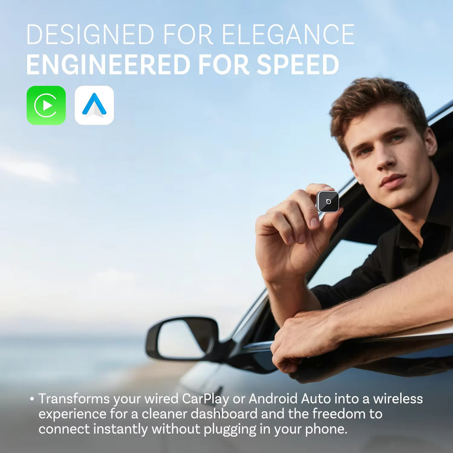 OTTOCAST Mini Slim Cube Wireless CarPlay und Android Auto Adapter 2 in 1 USB AI Autozubehör in Schwarz - Bild 2