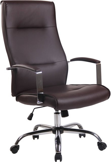 TPFLiving Bürostuhl Portofino aus Kunstleder in Braun mit Armlehnen und Rollen, B/T/H: 63 x 72 x 124 cm - Bild 1