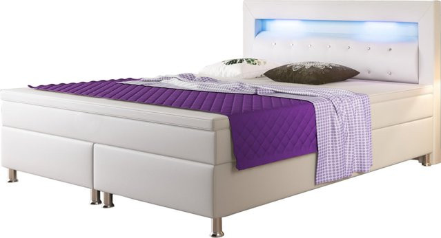 Inter Trading Boxspringbett Monaco in Weiß mit Bonell-Federkern, B/T: 180 x 200 cm - Bild 1