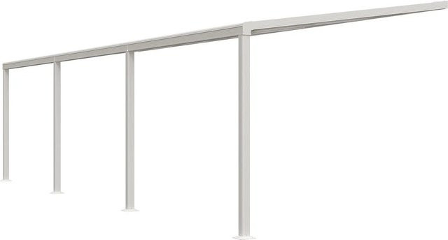 Vente-unique Anlehnende Pergola Izeda aus Aluminium und Polycarbonat, Weiß, Breite: 880 cm, Höhe: 254 cm, Tiefe: 300 cm - Bild 1