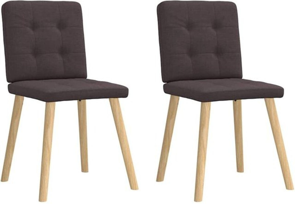 Set aus 2 Esszimmerstühlen von vidaxl in Braun mit Stoffbezug und Metallgestell im skandinavischen Design, B/T/H: 47,5 x 45 x 86 cm, Sitzhöhe: 45 cm, Gesamthöhe: 86 cm, Rückenlehnenhöhe: 54 cm - Bild 1