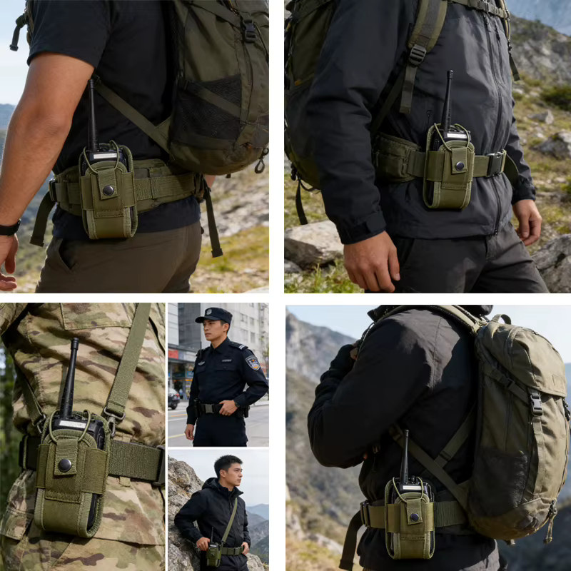 Aitalker Taktische Walkie-Talkie-Tasche in Beige, MOLLE-kompatible Multifunktions-Hüfttasche und tragbare Funkgeräte-Schutzhülle für die Jagd - Bild 2