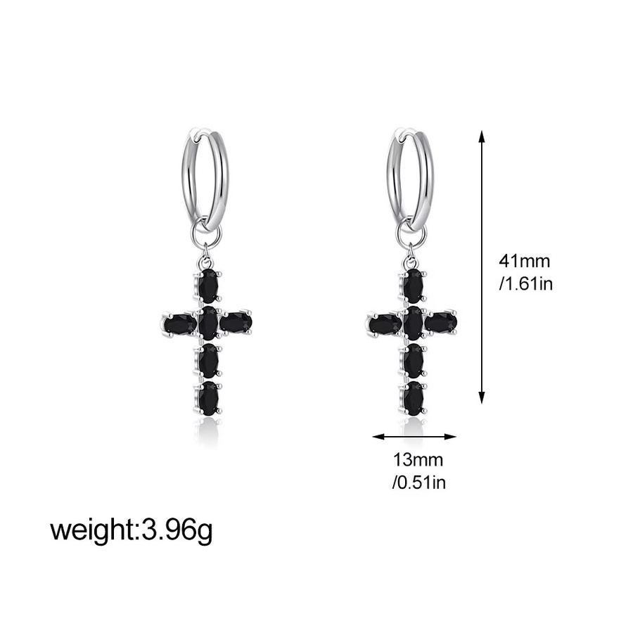 amofa Ohrringe, Edelstahl, Schwarz, Zirkonia, Unisex - Bild 2