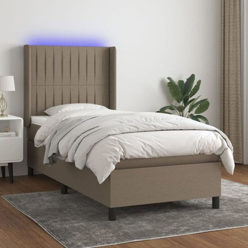 vidaxl Boxspringbett mit Matratze in Taupe meliert aus Stoff, B/T/H: 90 x 200 x 118 cm - Bild 1