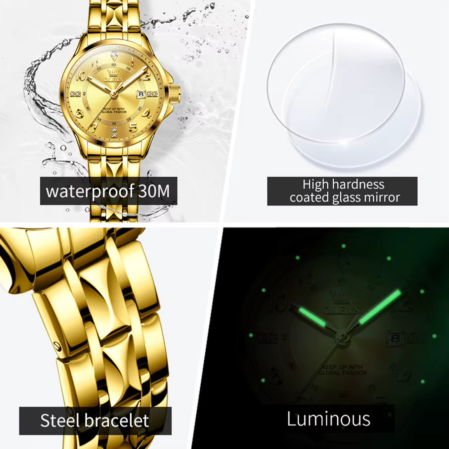 OLEVS Armbanduhr Quarz, Edelstahl, Diamant, Unisex - Bild 5