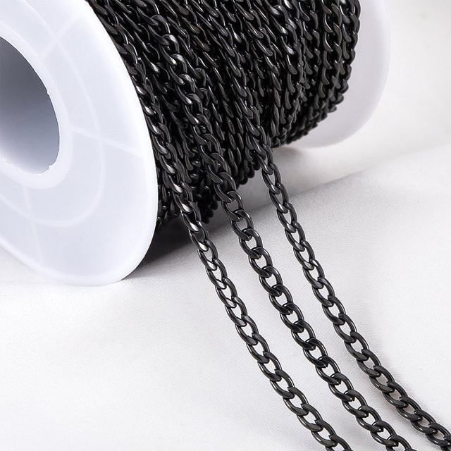MINGXUAN Halskette Edelstahl, schwarz, Curb, 3 mm, Unisex - Bild 1