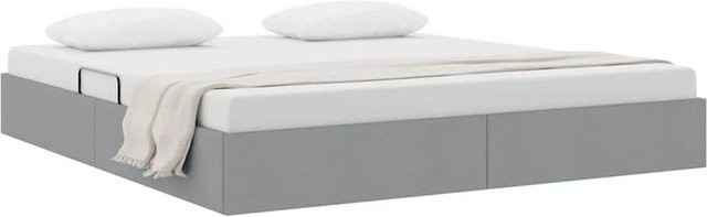 vidaXL Aufbewahrungsbett mit Matratze in Hellgrau, modernes Bett mit Lift-up-Funktion aus Stoff und Metall, B/T/H: 180 x 200 x 78 cm - Bild 1