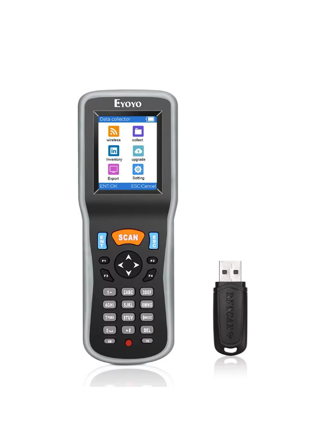 Eyoyo Handheld 2D-QR-Code-Scanner EY-7000 Datensammler mit 2,2-Zoll-LCD-Bildschirm und USB-Empfänger in Schwarz - Bild 5