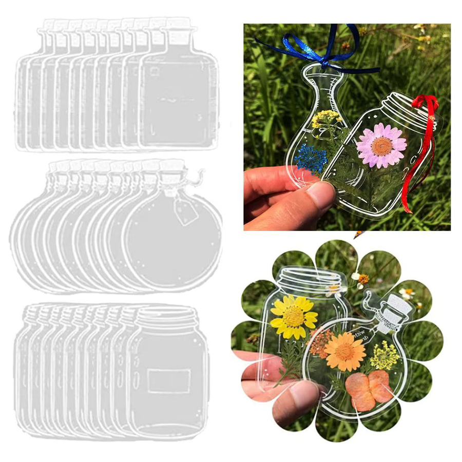 30 Stück transparente DIY Lesezeichen mit getrockneten Blumen in Multicolour aus Kunststoff - Bild 3