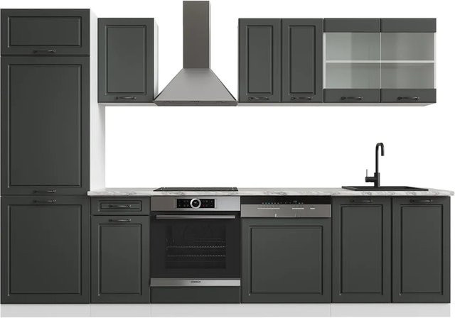 Vicco R-Line Küchenzeile Landhaus Weiß Anthrazit Breite: 300 cm - Bild 2