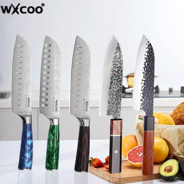 WXCOO Santoku-Küchenmesser aus geschmiedetem Stahl für Fleisch und Obst inklusive Aufbewahrungsbox - Bild 1