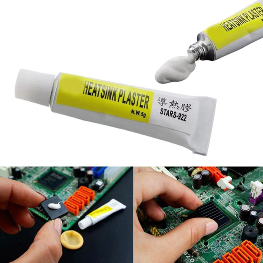 Wärmeleitpaste thermische Silikon-Kühlpaste mit stark haftendem Klebstoff für Kühlkörper, Weiß, 5g/10g - Bild 3
