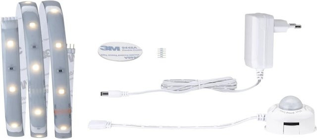 Paulmann MaxLED 250 Night Comfort Set LED-Streifen-Basisset mit Bewegungssensor in Silber, Warmweiß, 1 m - Bild 1
