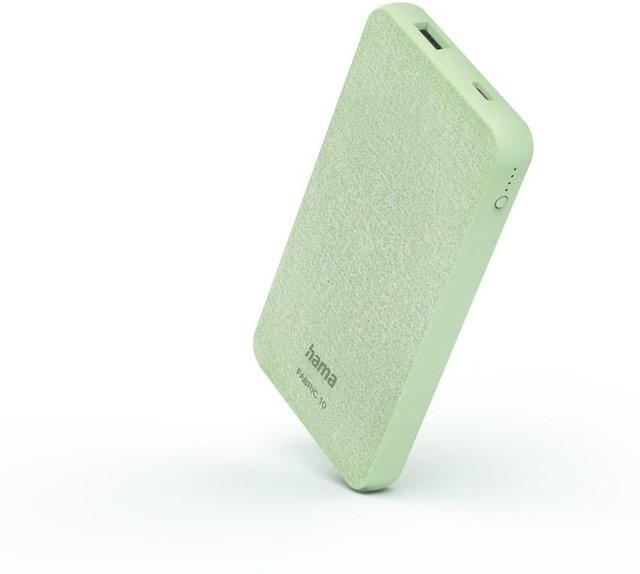 Hama Power Pack Fabric 10 Powerbank 10000mAh mit USB-C und USB-A Ausgängen in Smoke Green - Bild 1