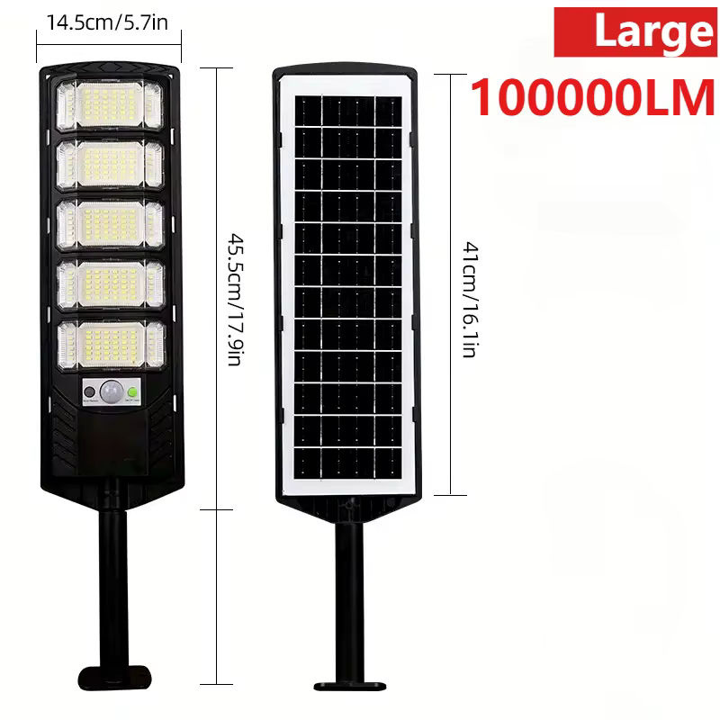 YQCHEZI Solar LED Außenleuchte für Garten und Straße, Wasserdichte Wandlampe mit Dämmerungssensor, Schwarz, B/H: 45,5 x 14,5 cm - Bild 5