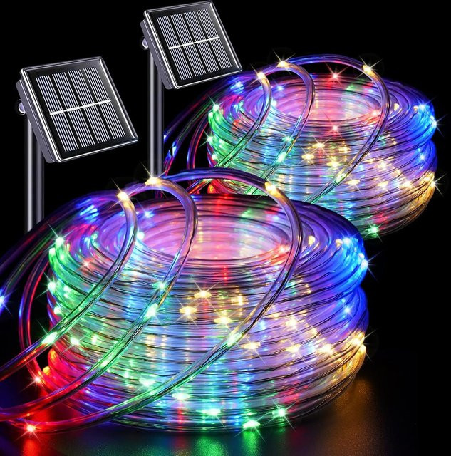 DBF Solar-LED-Lichterkette Mehrfarbig mit 8 Modi und Dämmerungssensor für Garten und Außenbereich - Bild 1