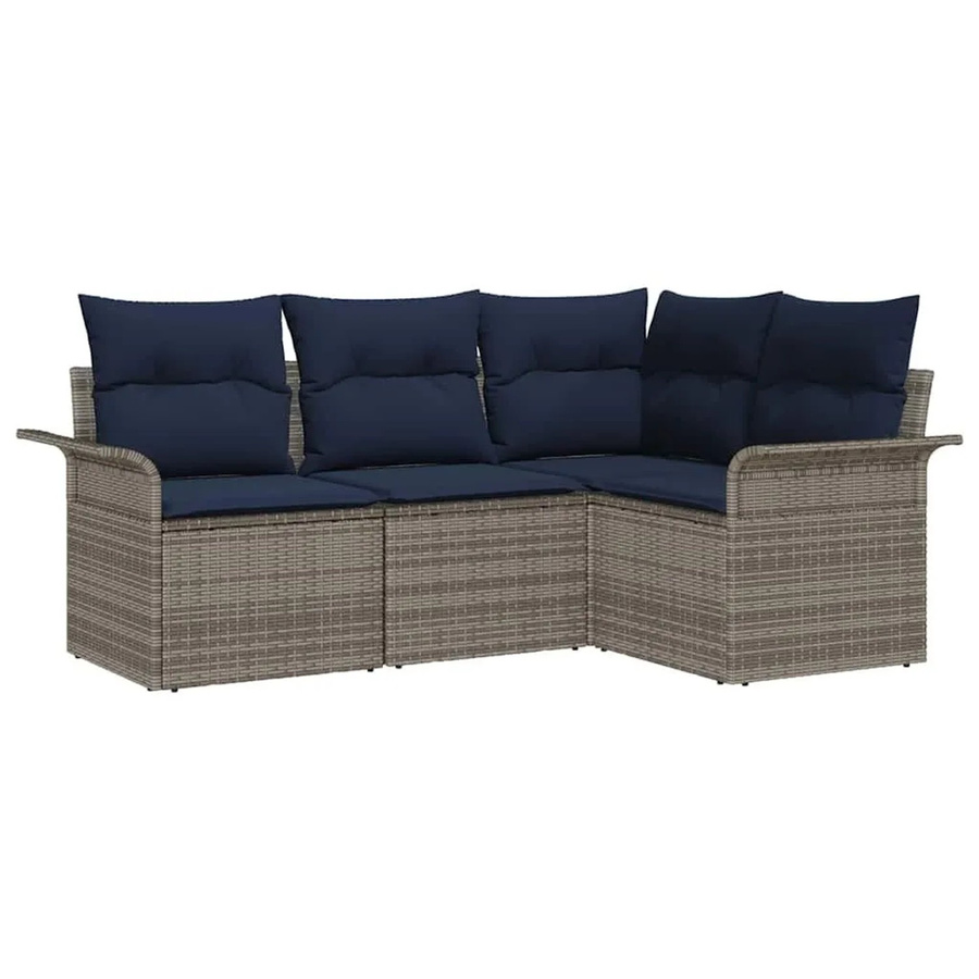 vidaXL Gartensofa-Set aus Poly-Rattan in Grau mit L-Form, Polsterung und integriertem Stauraum für Garten und Terrasse - Bild 2