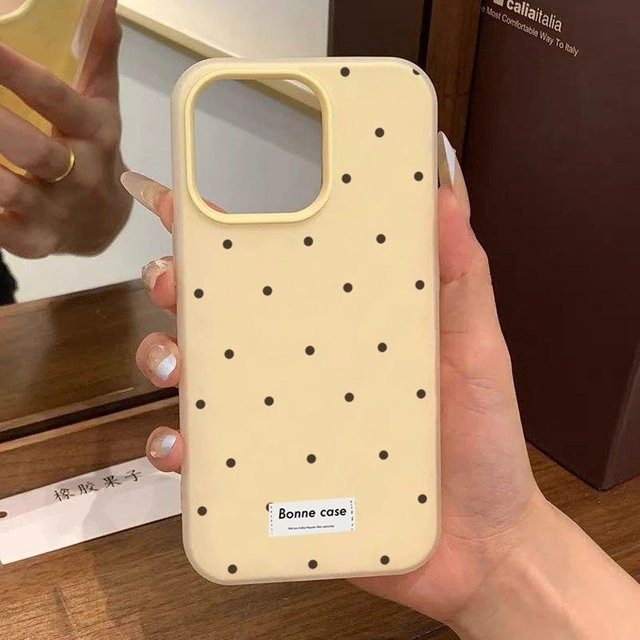 2-in-1 Matte Handyhülle mit weißem Polka-Punkte Design für Samsung Galaxy S25 FE S24 S23 S22 Ultra Plus A56 A36 A16 A06 A54 in Weiß und Beige - Bild 1