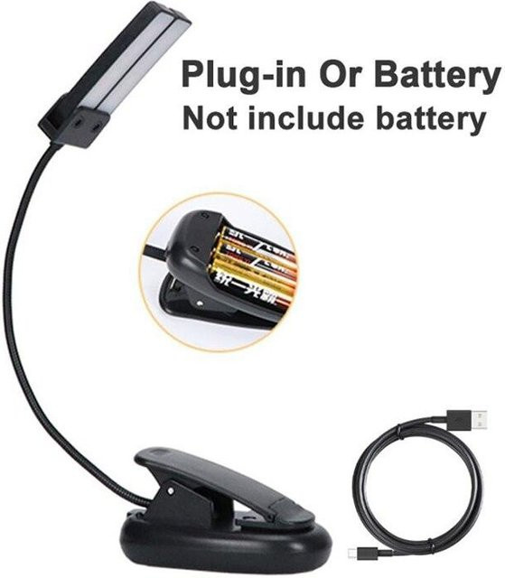 YSXX USB LED Leselampe als Clip-Leuchte in Schwarz, verstellbare Schreibtischlampe mit Augenschutz - Bild 1