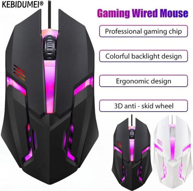 Kebidumei USB Gaming Maus mit 5000 DPI, ergonomisches Design, leise Klicks und Hintergrundbeleuchtung für PC und Laptop - Bild 1