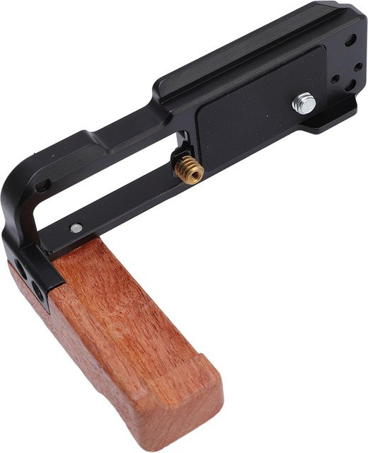 Igeteck Kamera L-Form Griff mit Holzgriff und Arca QR Platte aus Aluminiumlegierung, Schwarz - Bild 1