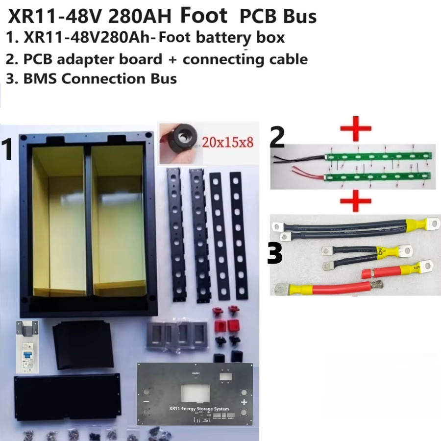 XinRongBMS V2 XR11-48V280AH16S51.2V LiFePO4 Batteriebox DIY-Kit mit JK BMS V19 4.3 LCD für EVE CATL 310AH MB314 Solar-Heimenergiespeicher in Schwarz - Bild 3