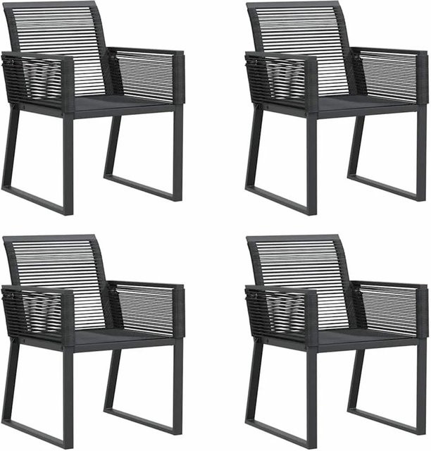 Furnicato Gartenstuhl Set 4er Pack Schwarz aus PE-Rattan mit Armlehnen und pulverbeschichtetem Metallgestell - Bild 1
