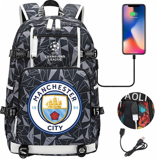 3-teiliges Schulrucksack-Set in Schwarz aus Oxford-Stoff mit großem Fassungsvermögen, Schultasche und Federmäppchen, H x B x T: 47 x 30 x 15 cm - Bild 1