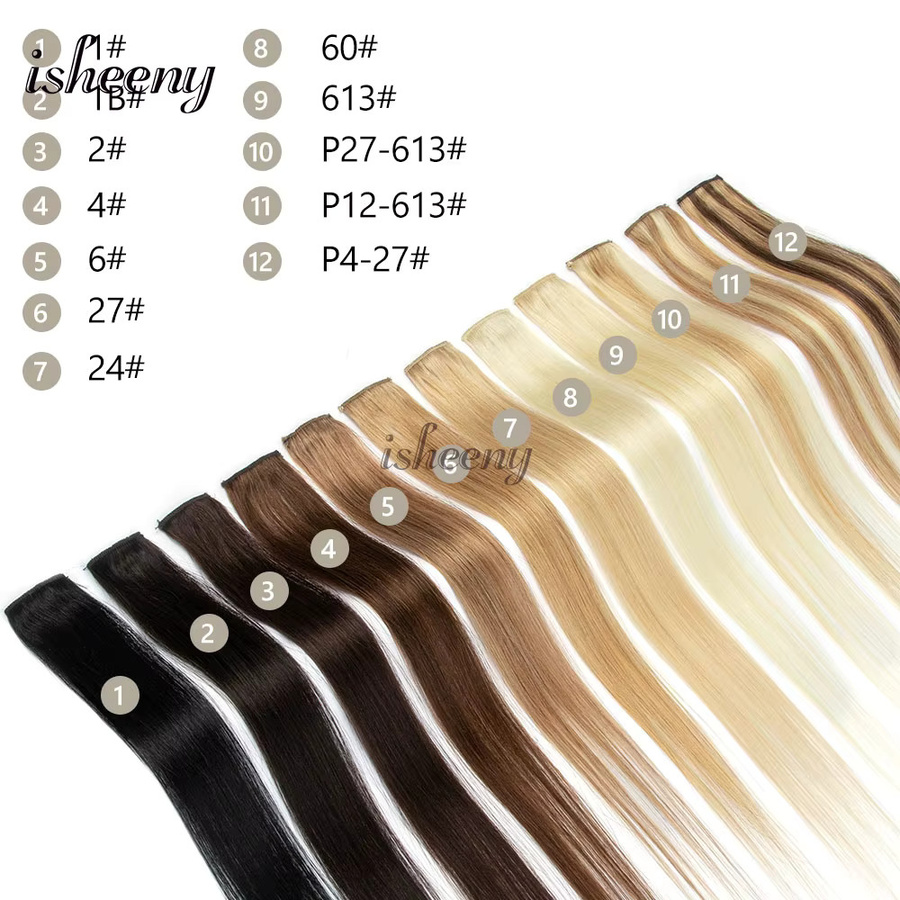 Isheeny Clip-in Echthaarverlängerungen, 6er-Set, glatt, 12-16 Zoll, 30g - Bild 4