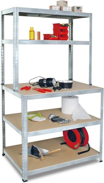 BRB 74222 Arbeits- und Packtisch verzinkt silber B/T/H: 180 x 90 x 40/60 cm - Bild 1