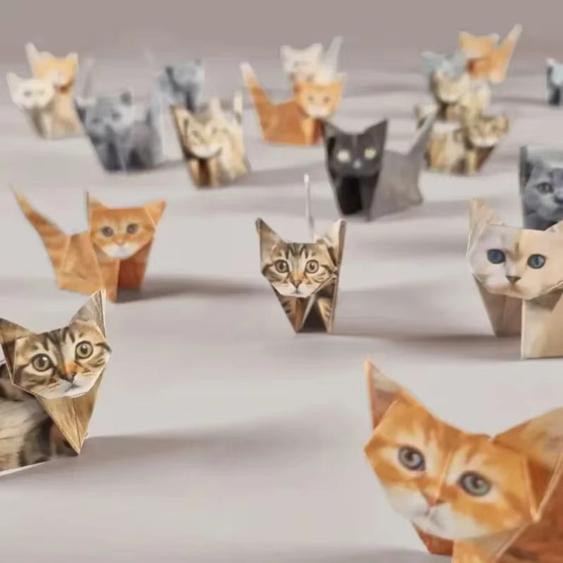 Kreatives DIY Origami-Papier Set mit 50 farbigen Blättern für handgemachte Tierfiguren wie Katzen, Hunde und Dinosaurier - Bild 2