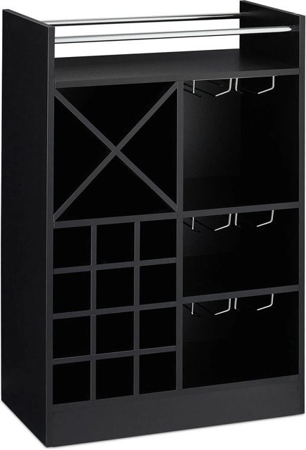Relaxdays Weinregal aus Holzwerkstoff mit Weinglashalter, Schwarz, B/T/H: 96 x 63 x 35 cm - Bild 1