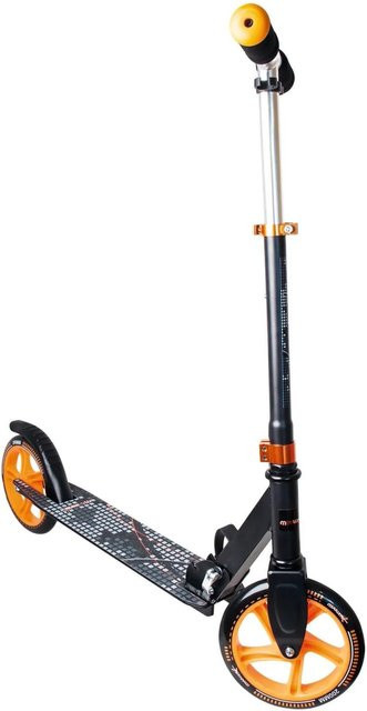 Muuwmi Aluminium Scooter Tretroller, 200 mm, Schwarz-Orange, GS-geprüft, ab 8 Jahren - Bild 1