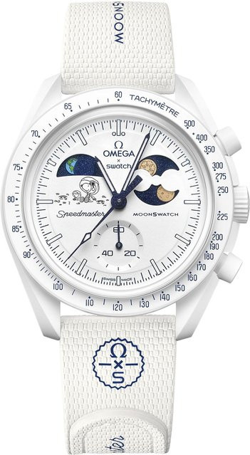 Swatch x Omega Armbanduhr, Biokeramik, Mondphase, Weiß, Herren - Bild 1