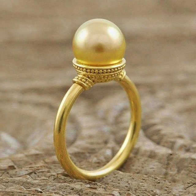 Huitan Ring, Goldfarbe, Imitationsperle, Unisex - Bild 1