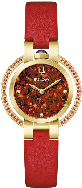 Bulova Armbanduhr, Quarz, Edelstahl, Leder, Rot, 30,5 mm, Damen - Bild 1