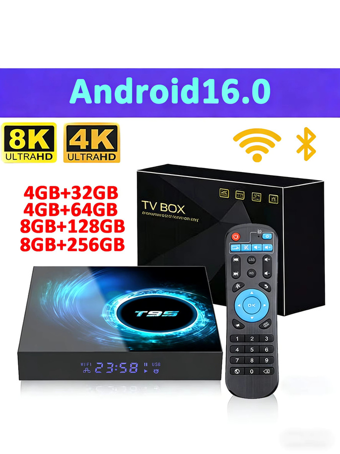 UOSU T95 Android 16 Smart Home Theater TV-Box mit Allwinner H616, 8GB RAM, 256GB ROM, Bluetooth 5.4 und 4K Ultra HD, Schwarz - Bild 5