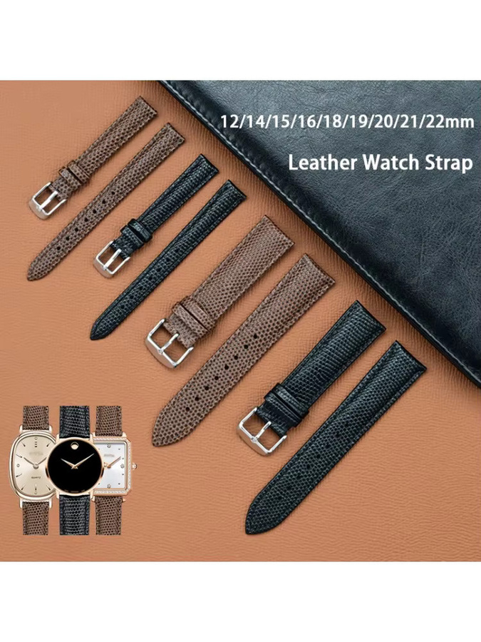 strapfreak Uhrenarmband Echtleder, Eidechsenmuster, Schwarz, Unisex - Bild 6