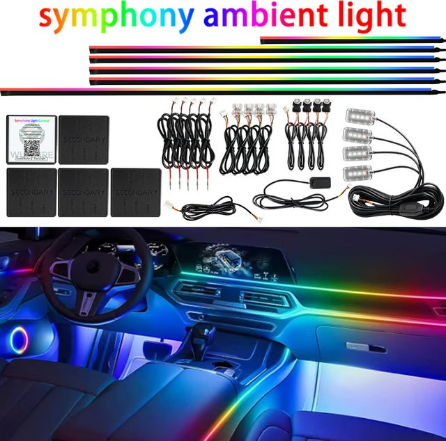 WUMFIRE 18-in-1 RGB LED Auto-Ambientebeleuchtung mit 64 Farben und Neon-Flex-Acryl-Streifen in Multicolour - Bild 1