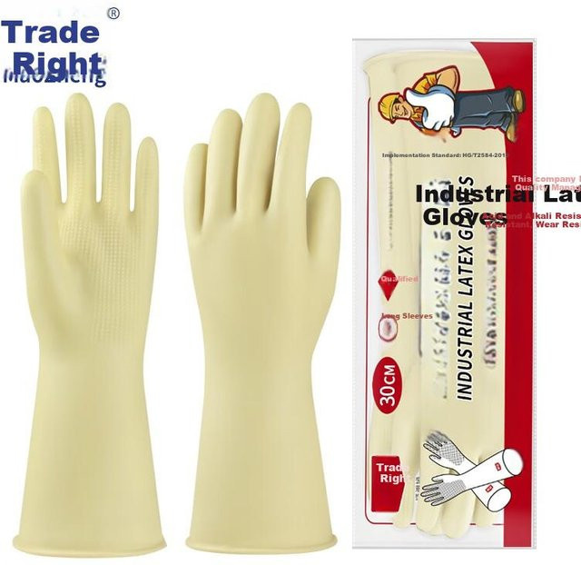 MaoZheng Latex-Handschuhe Gelb, säure- und alkalibeständig, wasserdicht und rutschfest, Länge: 30 cm - Bild 1