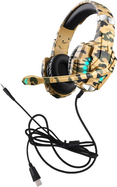 KONNWEI Over-Ear Gaming-Headset mit LED-Beleuchtung und geräuschisolierendem Mikrofon in Gelb mit 3,5-mm-Klinkenanschluss - Bild 1