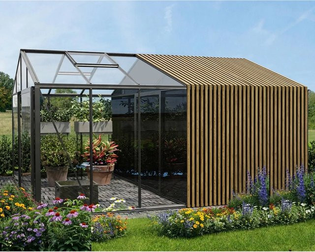 Bloomcabin Gewächshaus Klassik GHCLSAF6 mit Accoya-Fusion, integriertem Stauraum und Sicherheitsglas in Schwarz - Bild 1