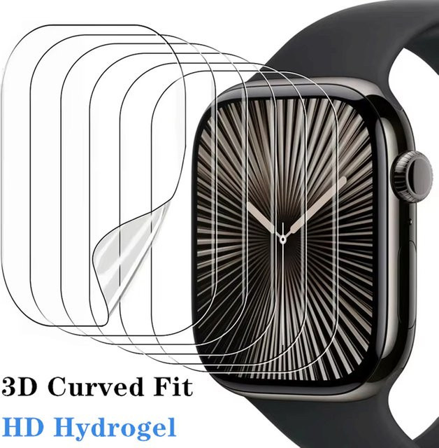 Displayschutzfolie für Apple Watch Serie Ultra 1 2 49mm sowie Serie 8 7 6 SE 5 4 3 in den Größen 45/41/38/42/40/44mm, transparent - Bild 1