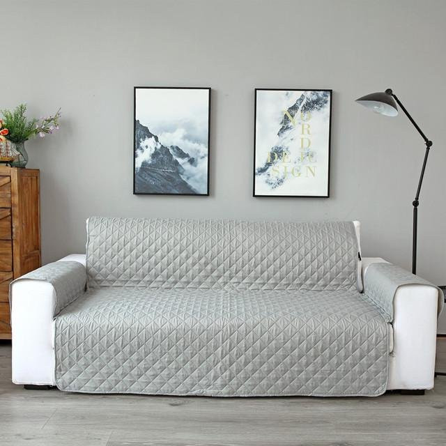 Housmife Sofakissenbezug aus Polyester in Lichtgrau, wasserabweisender und rutschfester Schonbezug für Sessel und Couch, Breite: 130 cm - Bild 1