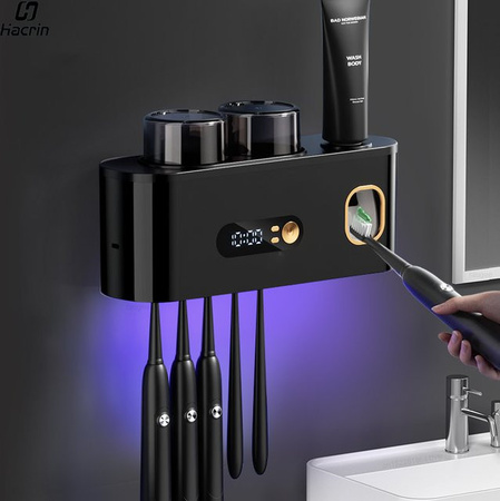 Tragbarer UV-Zahnbürsten-Sterilisator von ragee in Schwarz, wiederaufladbarer kabelloser elektrischer Zahnbürstentrockner zur Wandmontage