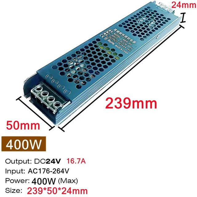 OuuZuu LED-Streifen Netzteiladapter DC 12 V/24 V in Silber, ultradünner Beleuchtungstransformator Treiber für LED-Lampen - Bild 1